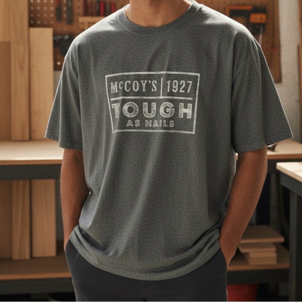Mccoy 1927 Men's Grey 'Tough As Nails' Graphic Tee 2XL